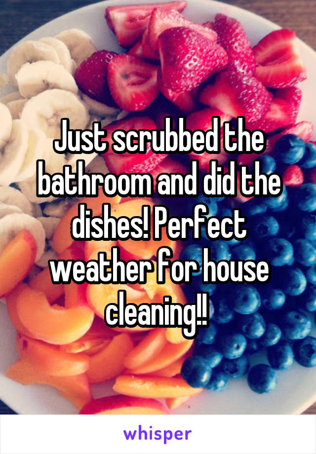 Just scrubbed the bathroom and did the dishes! Perfect weather for house cleaning!! 