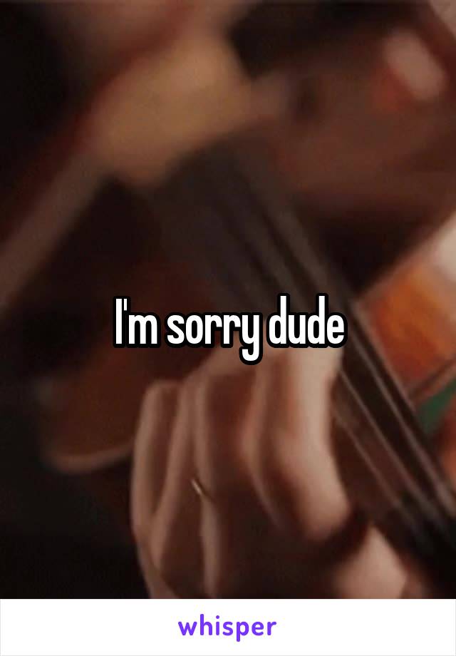 I'm sorry dude