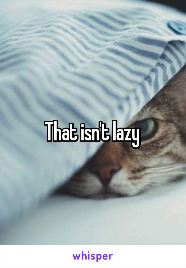 That isn't lazy 