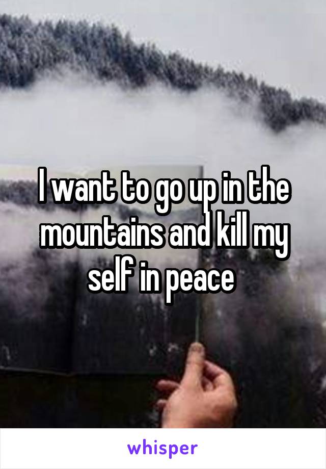 I want to go up in the mountains and kill my self in peace 