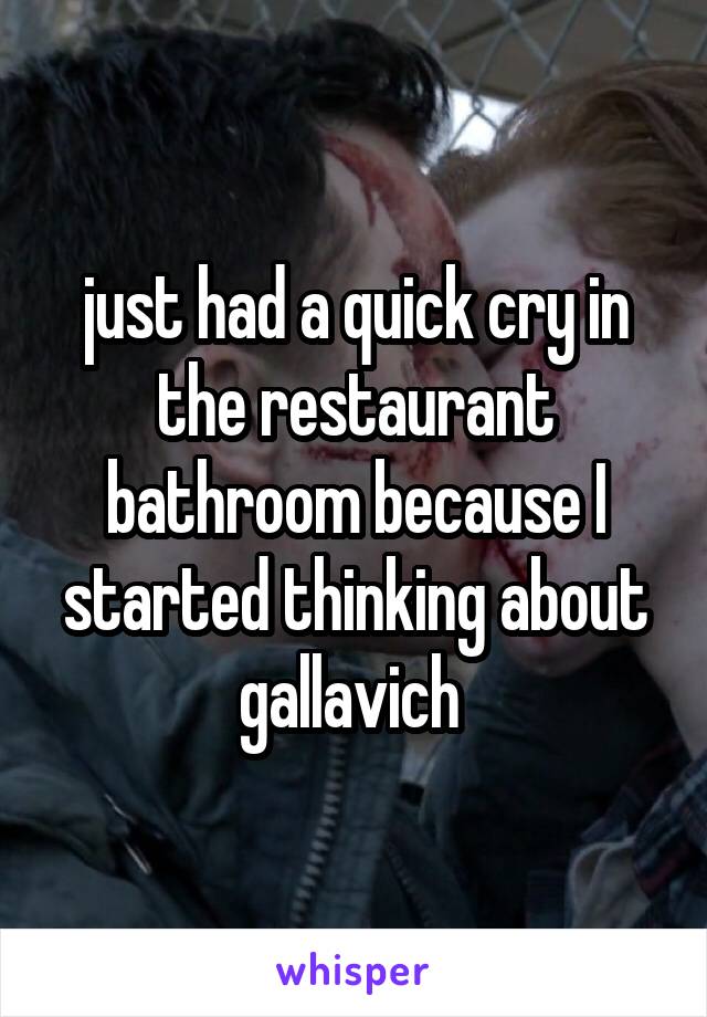 just had a quick cry in the restaurant bathroom because I started thinking about gallavich 