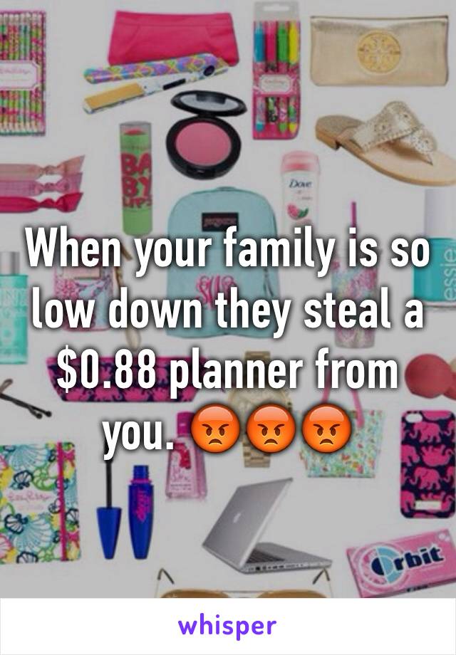 When your family is so low down they steal a $0.88 planner from you. 😡😡😡 