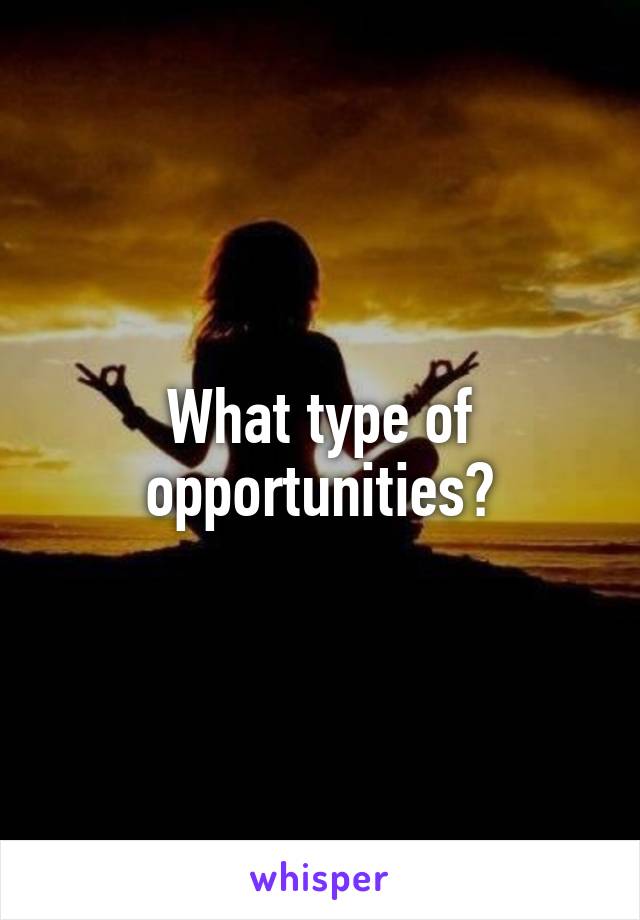 What type of opportunities?