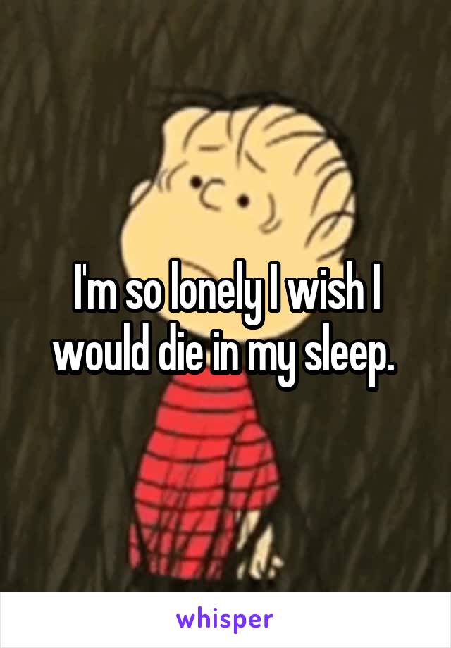 I'm so lonely I wish I would die in my sleep. 