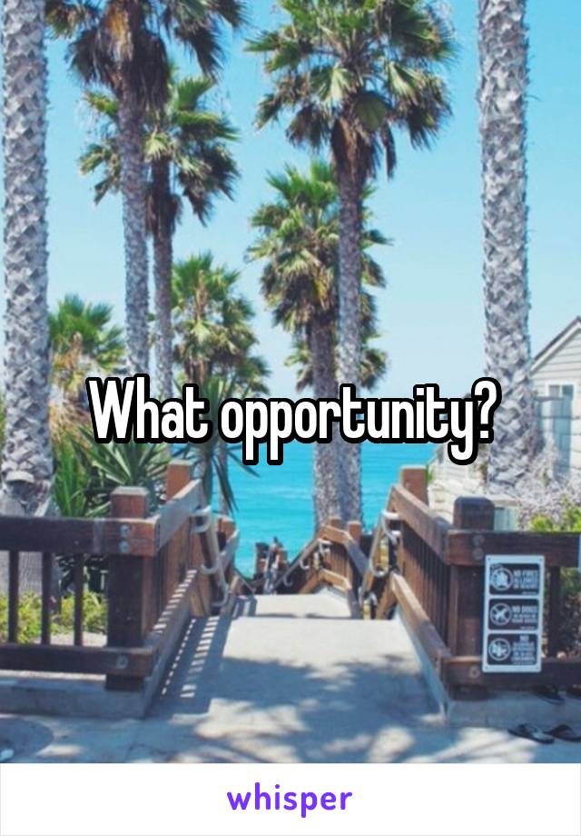 What opportunity?