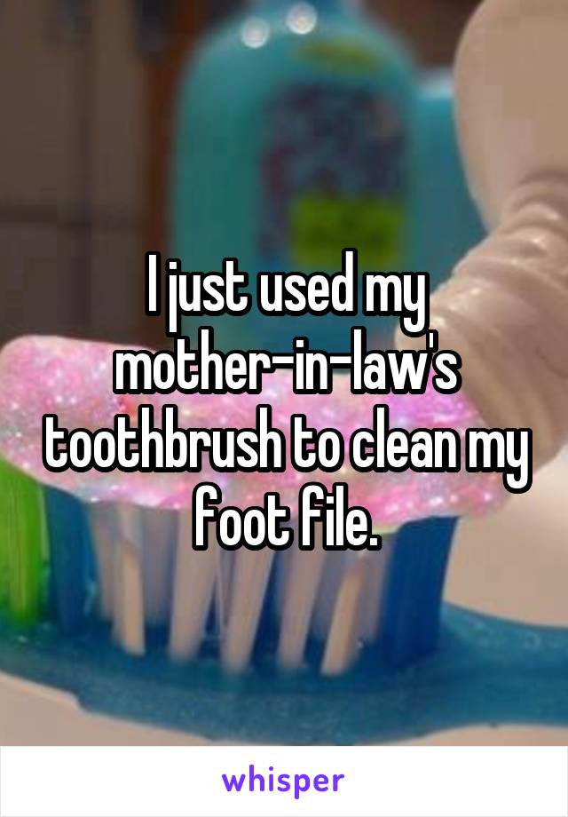 I just used my mother-in-law's toothbrush to clean my foot file.