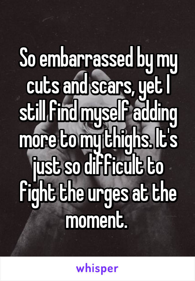 So embarrassed by my cuts and scars, yet I still find myself adding more to my thighs. It's just so difficult to fight the urges at the moment. 