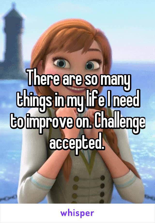 There are so many things in my life I need to improve on. Challenge accepted. 