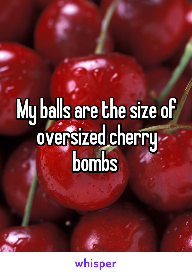 My balls are the size of oversized cherry bombs 