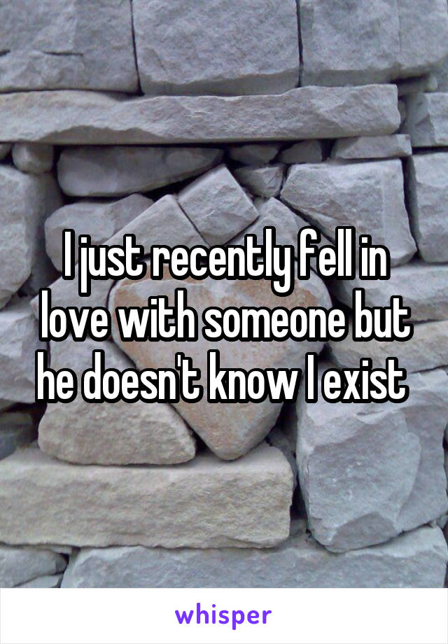 I just recently fell in love with someone but he doesn't know I exist 