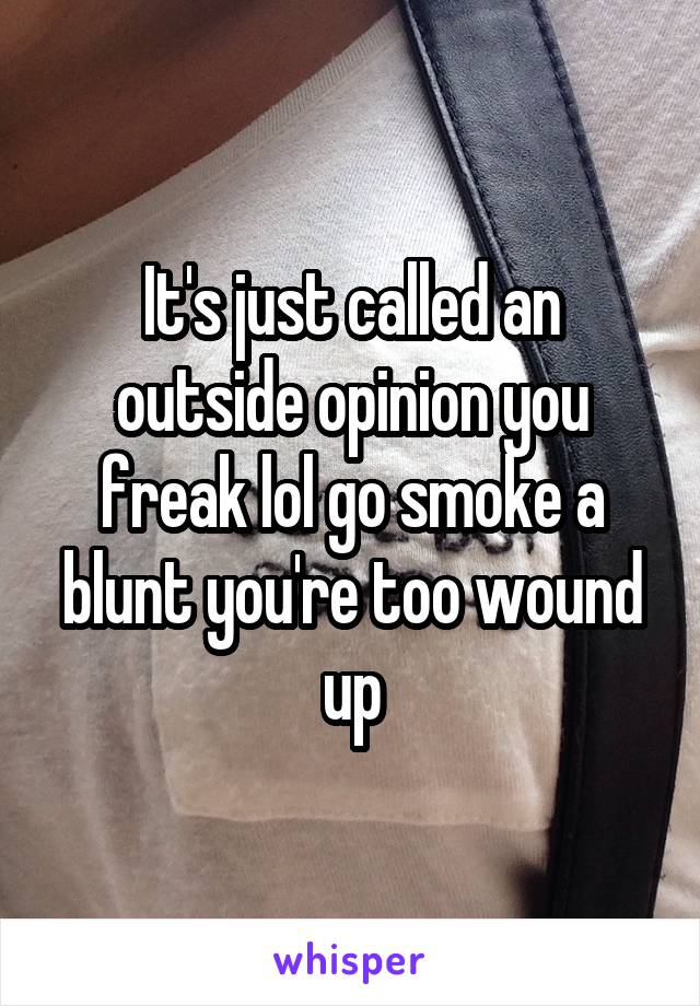 It's just called an outside opinion you freak lol go smoke a blunt you're too wound up