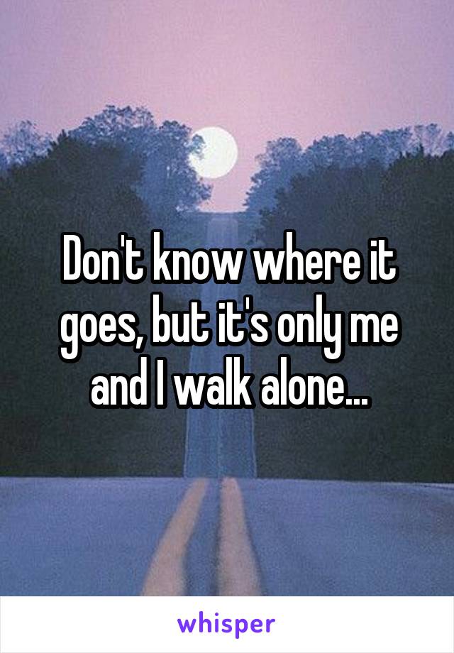 Don't know where it goes, but it's only me and I walk alone...