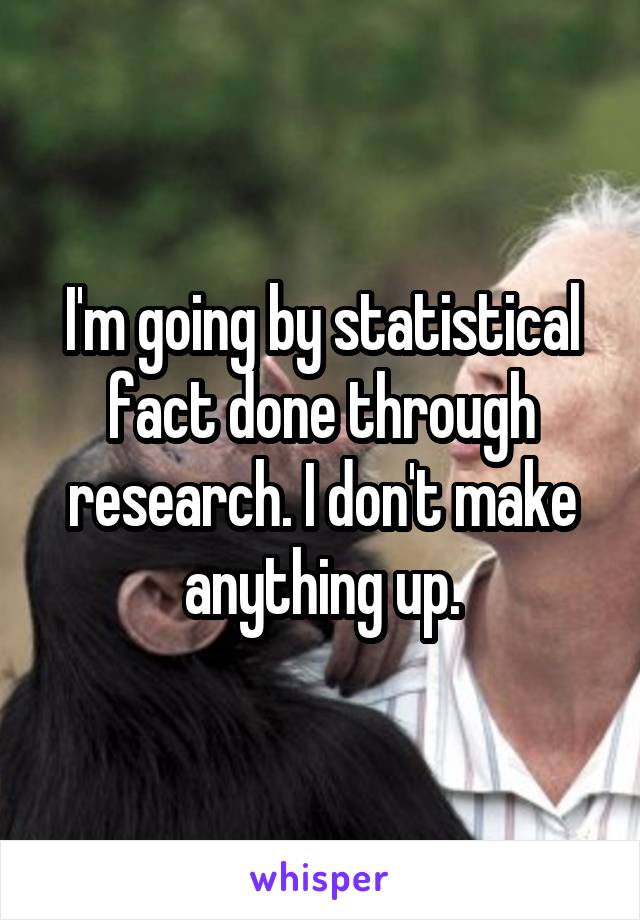 I'm going by statistical fact done through research. I don't make anything up.