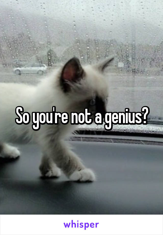 So you're not a genius?