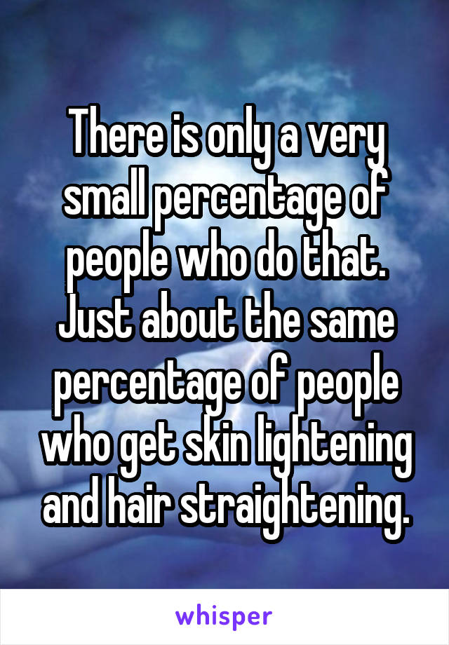 There is only a very small percentage of people who do that. Just about the same percentage of people who get skin lightening and hair straightening.