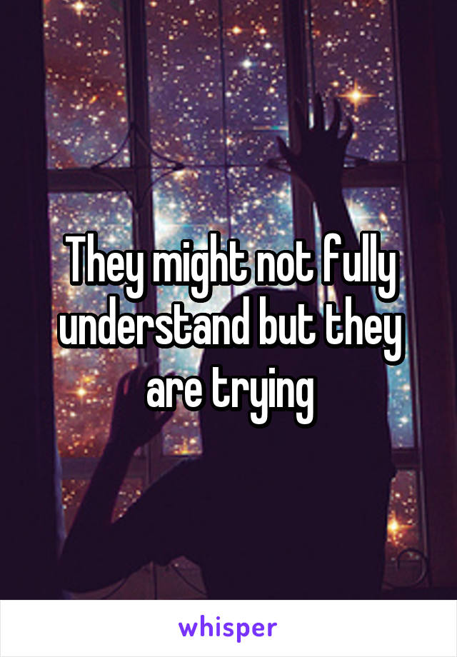 They might not fully understand but they are trying