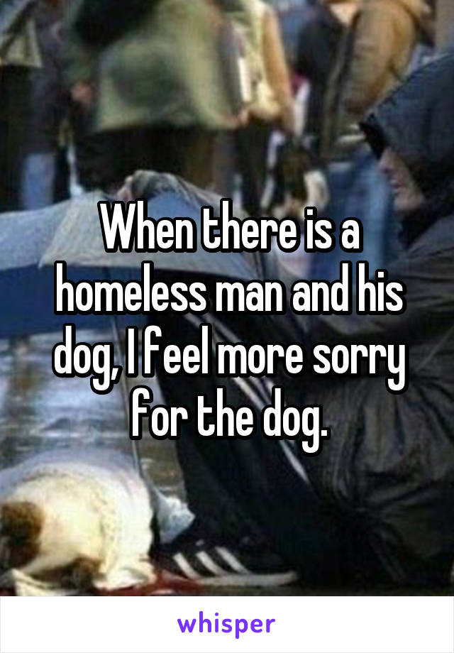 When there is a homeless man and his dog, I feel more sorry for the dog.