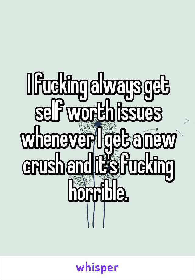 I fucking always get self worth issues whenever I get a new crush and it's fucking horrible.