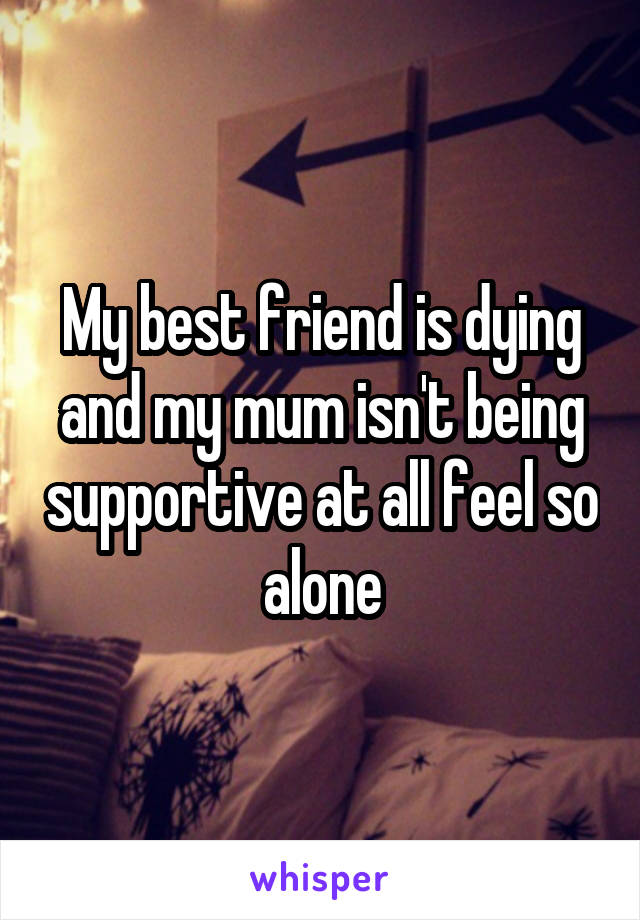 My best friend is dying and my mum isn't being supportive at all feel so alone