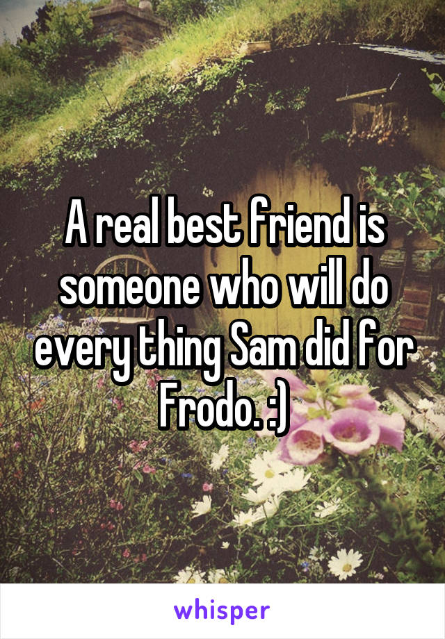 A real best friend is someone who will do every thing Sam did for Frodo. :)