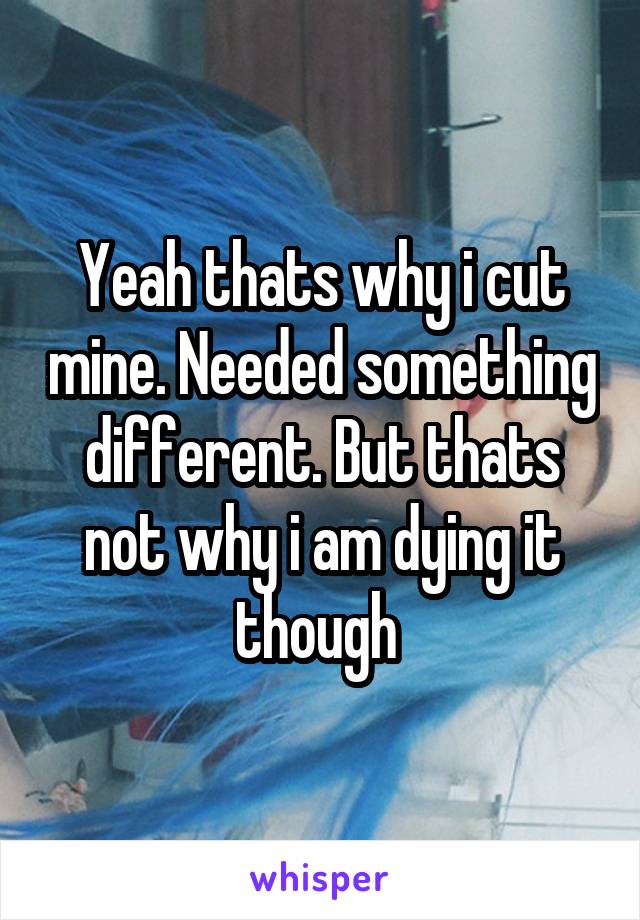 Yeah thats why i cut mine. Needed something different. But thats not why i am dying it though 