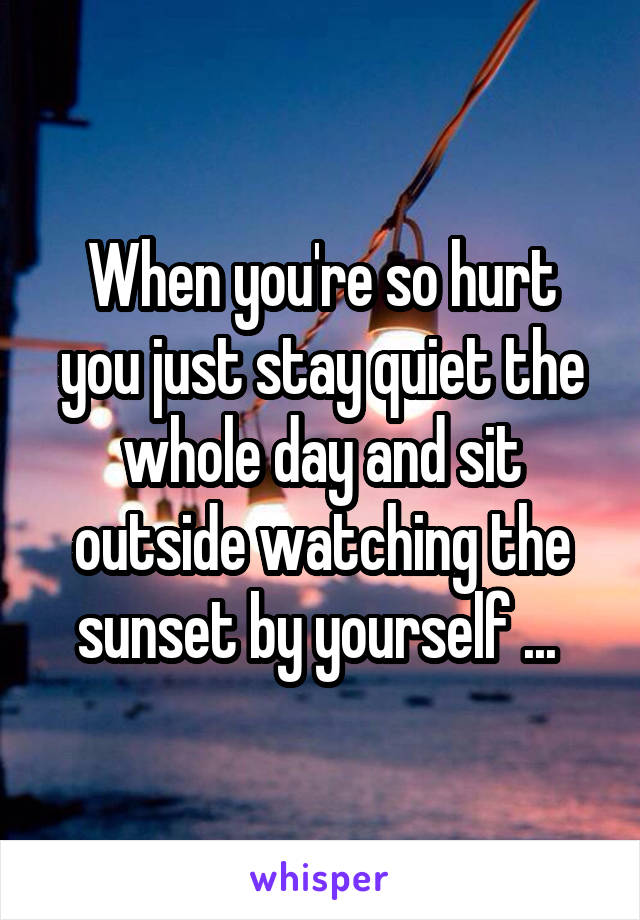 When you're so hurt you just stay quiet the whole day and sit outside watching the sunset by yourself ... 