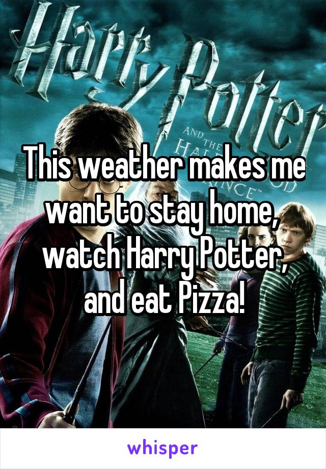 This weather makes me want to stay home,  watch Harry Potter, and eat Pizza!