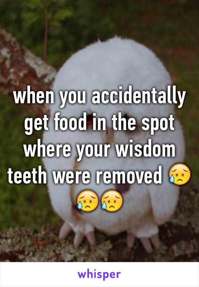 when you accidentally get food in the spot where your wisdom teeth were removed 😥😥😥