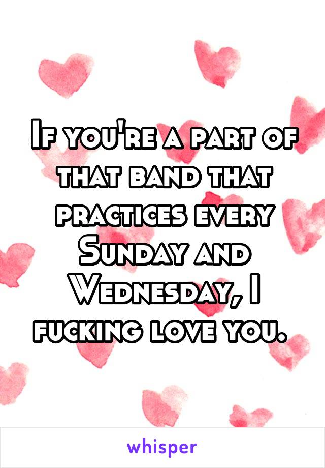 If you're a part of that band that practices every Sunday and Wednesday, I fucking love you. 