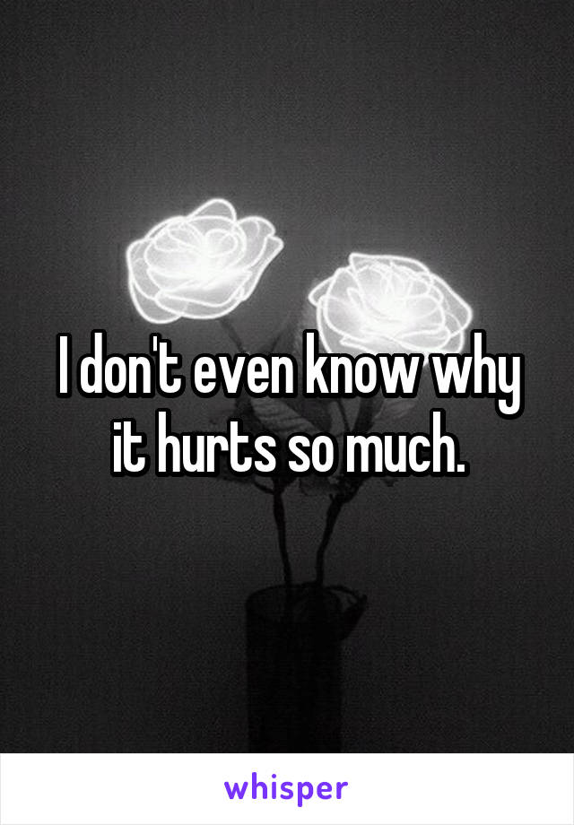 I don't even know why it hurts so much.