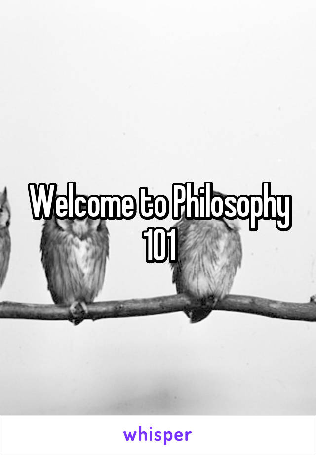 Welcome to Philosophy 101