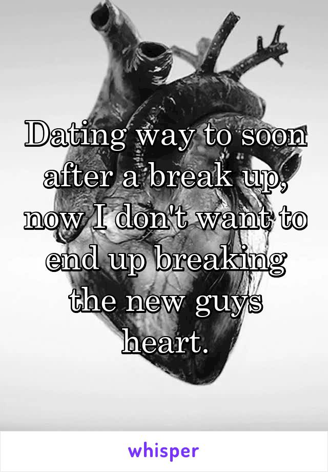 Dating way to soon after a break up, now I don't want to end up breaking the new guys heart.