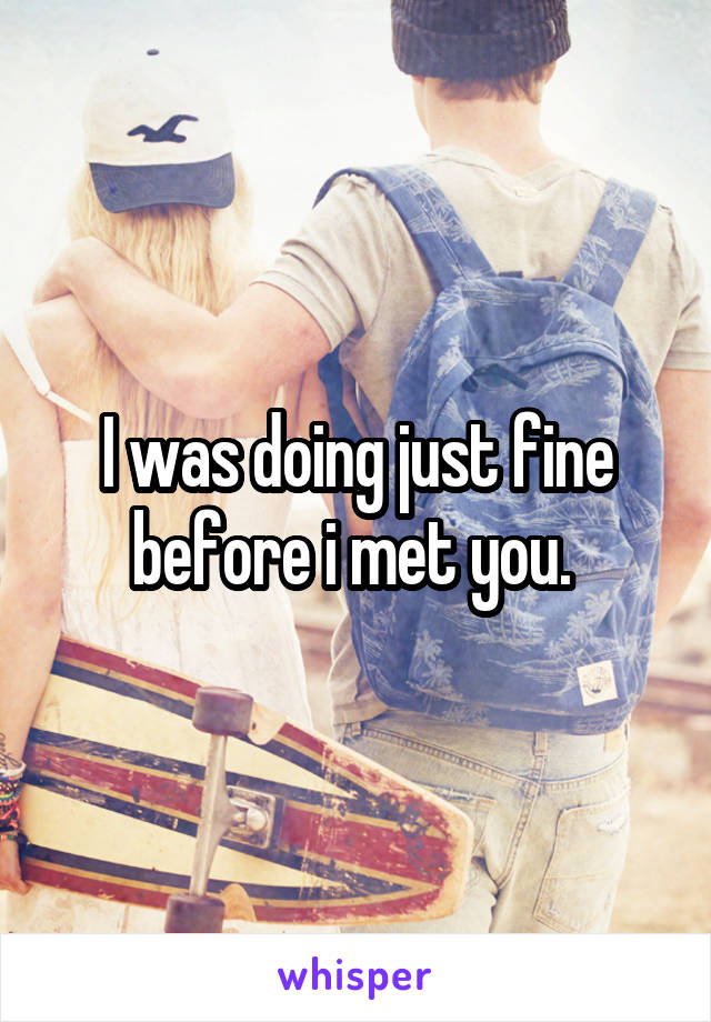 I was doing just fine before i met you. 