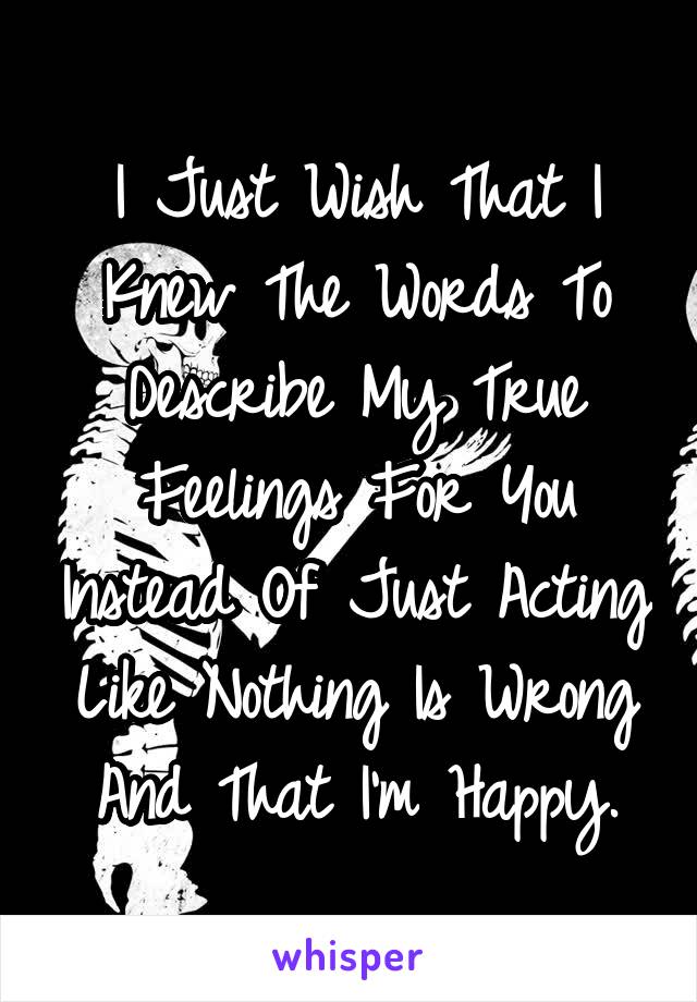 I Just Wish That I Knew The Words To Describe My True Feelings For You Instead Of Just Acting Like Nothing Is Wrong And That I'm Happy.