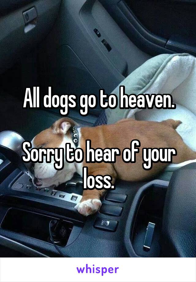 All dogs go to heaven.

Sorry to hear of your loss.