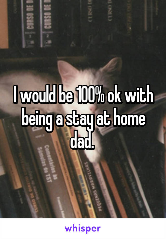 I would be 100% ok with being a stay at home dad. 