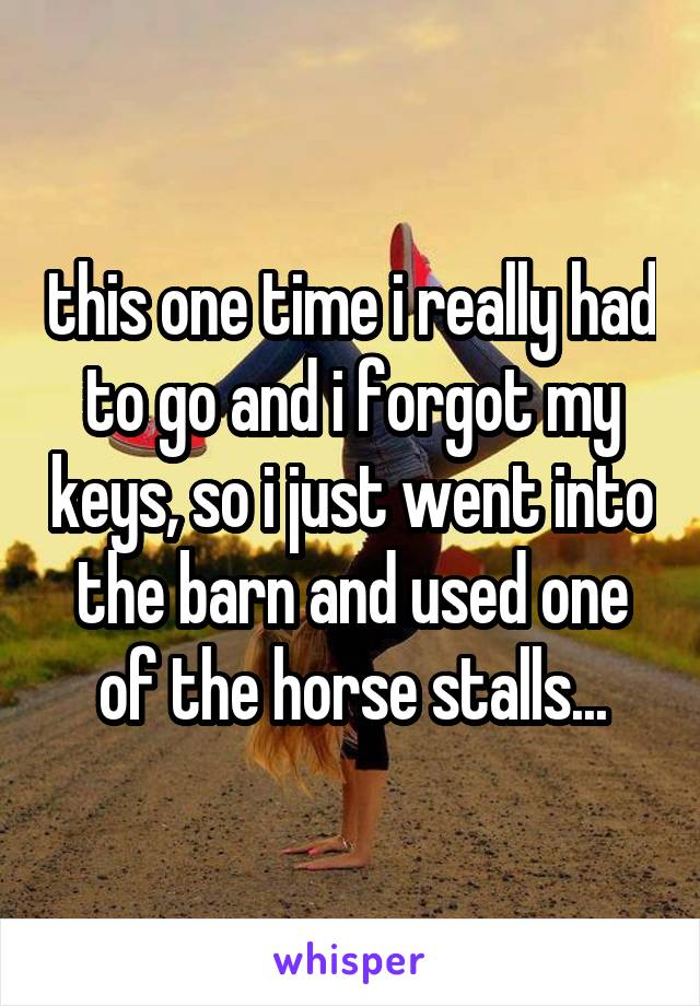 this one time i really had to go and i forgot my keys, so i just went into the barn and used one of the horse stalls...
