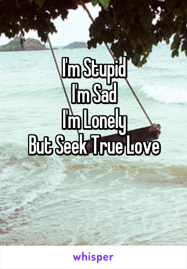 I'm Stupid
I'm Sad
I'm Lonely
But Seek True Love

