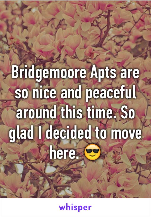 Bridgemoore Apts are so nice and peaceful around this time. So glad I decided to move here. 😎