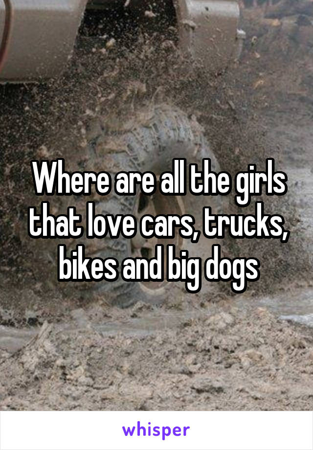 Where are all the girls that love cars, trucks, bikes and big dogs