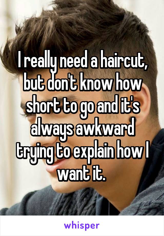 I really need a haircut, but don't know how short to go and it's always awkward trying to explain how I want it. 