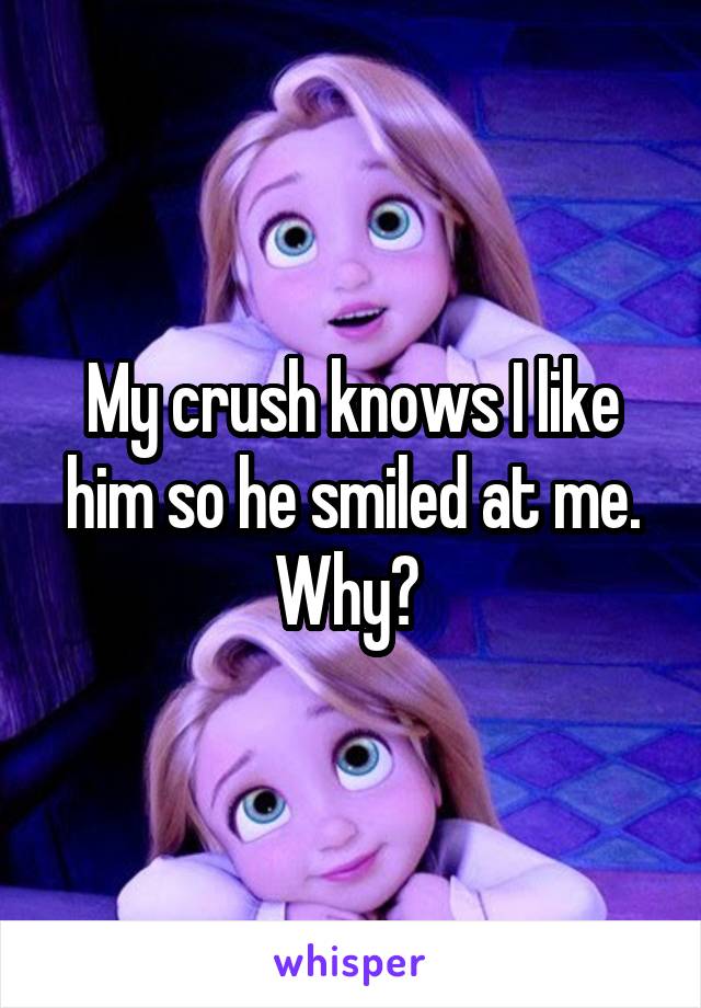 My crush knows I like him so he smiled at me. Why? 