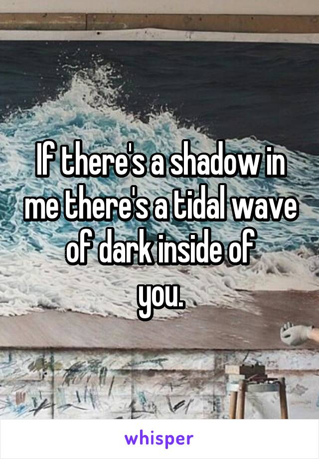 If there's a shadow in me there's a tidal wave of dark inside of
you.