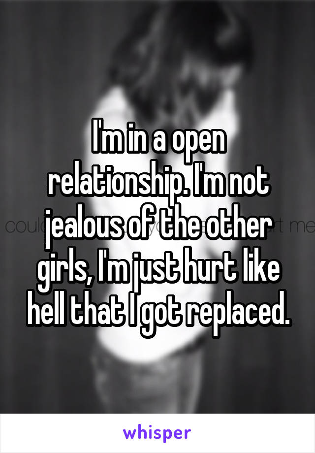 I'm in a open relationship. I'm not jealous of the other girls, I'm just hurt like hell that I got replaced.