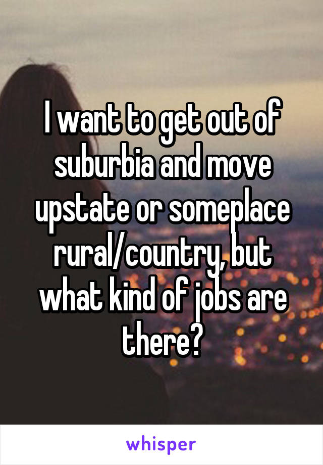 I want to get out of suburbia and move upstate or someplace rural/country, but what kind of jobs are there?