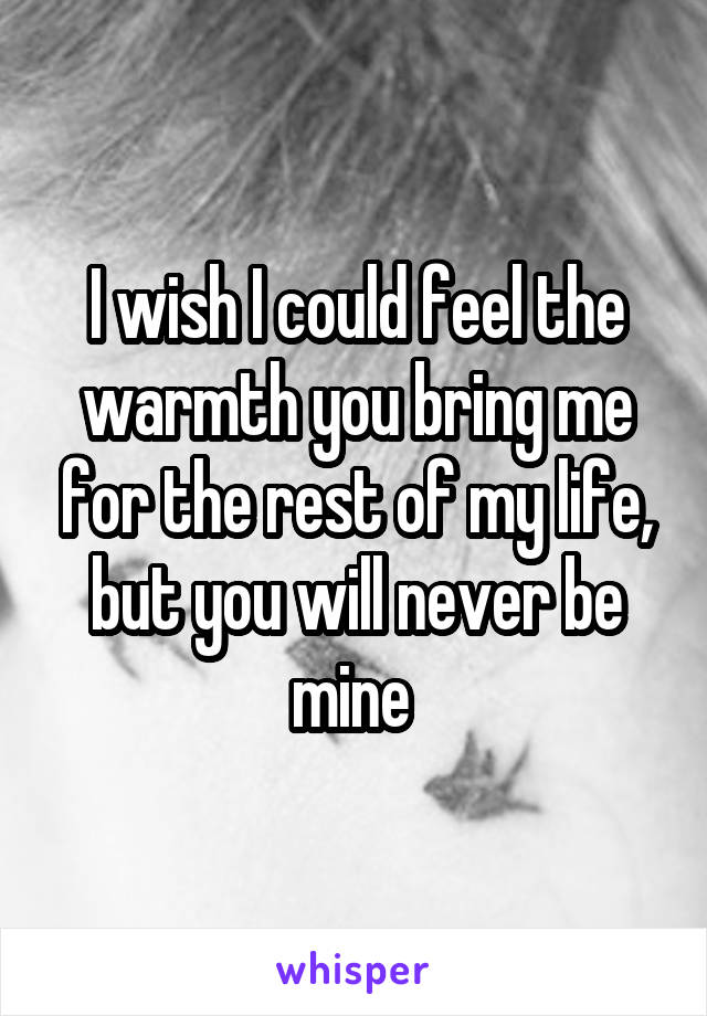 I wish I could feel the warmth you bring me for the rest of my life, but you will never be mine 