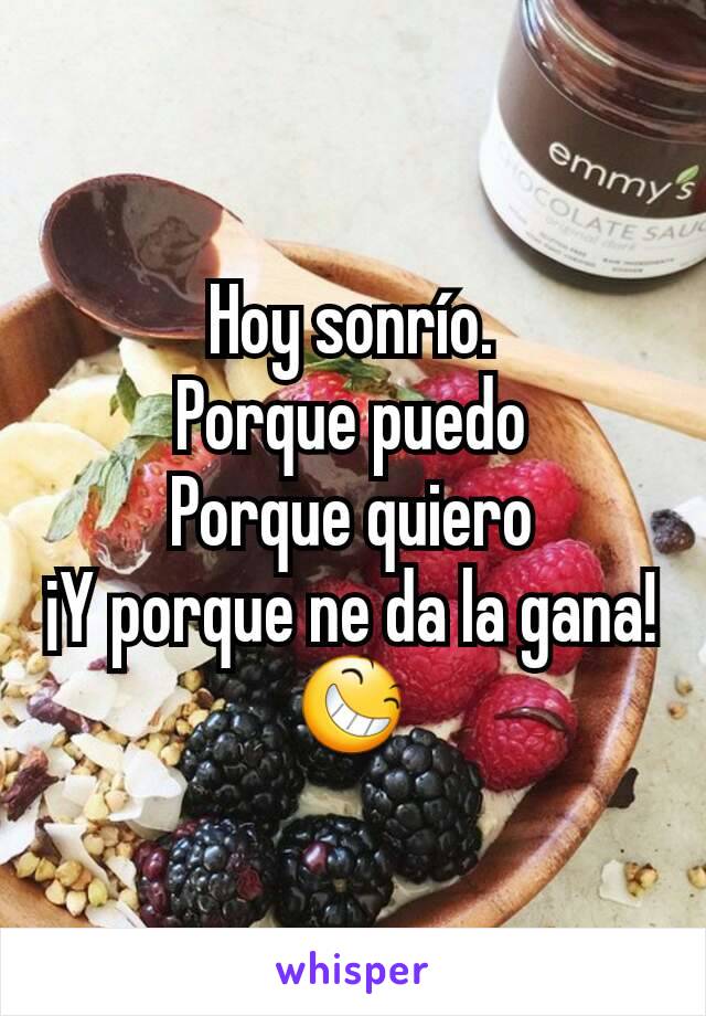 Hoy sonrío.
Porque puedo
Porque quiero
¡Y porque ne da la gana!
😆