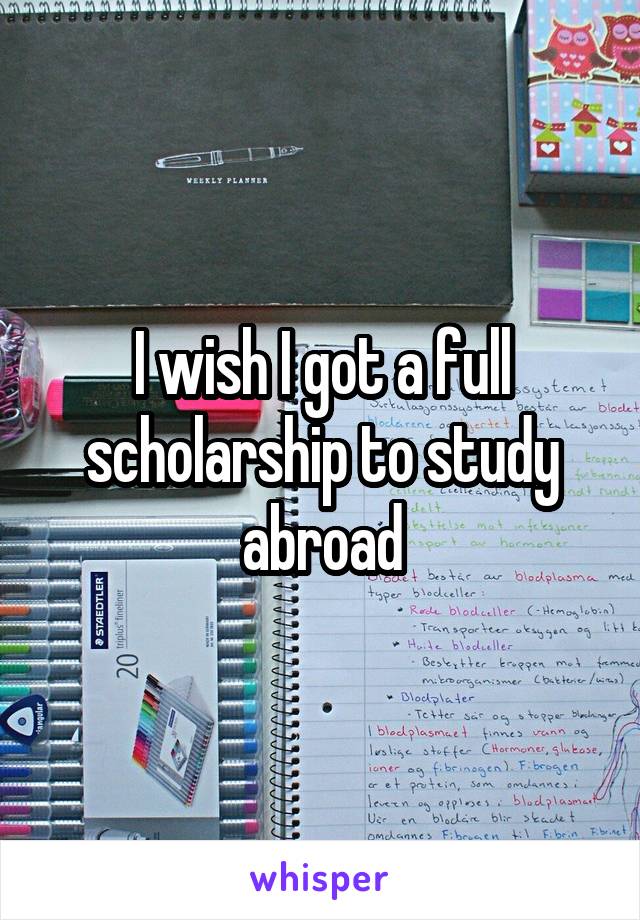 I wish I got a full scholarship to study abroad