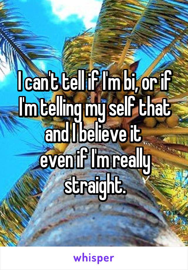 I can't tell if I'm bi, or if I'm telling my self that and I believe it 
even if I'm really straight.