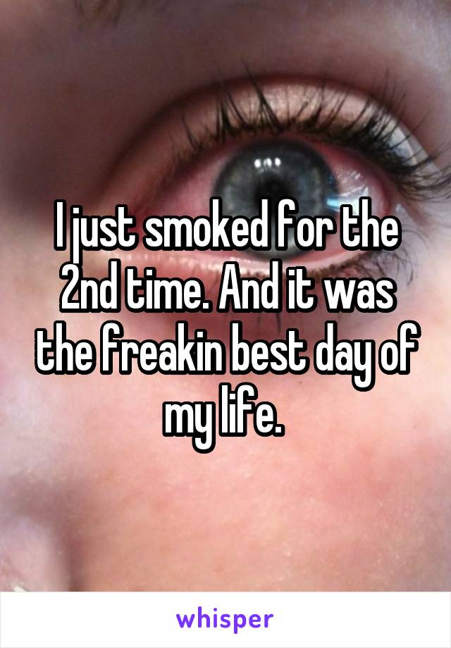 I just smoked for the 2nd time. And it was the freakin best day of my life. 